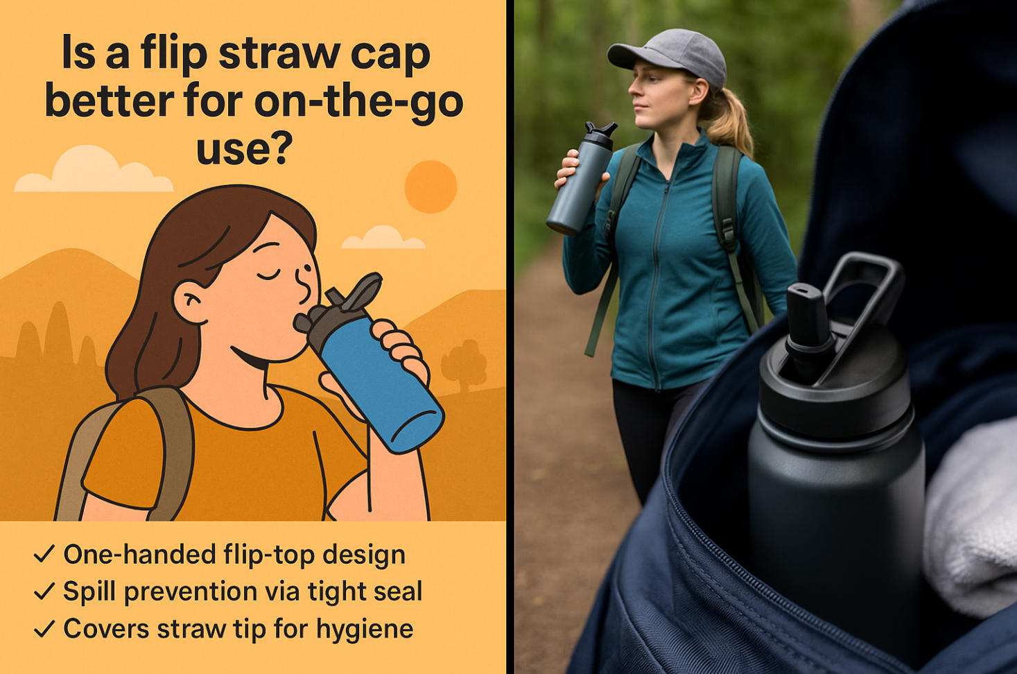 Is a flip straw cap better for on-the-go use?