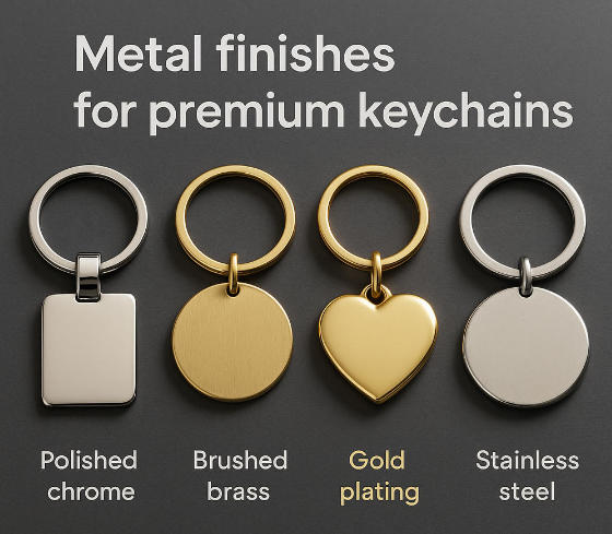 Metal finishes for premium keychains