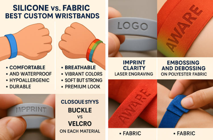 From music fests to trade expos, choosing between silicone and fabric wristbands isn’t just about looks — it’s about purpose, comfort, and durability.