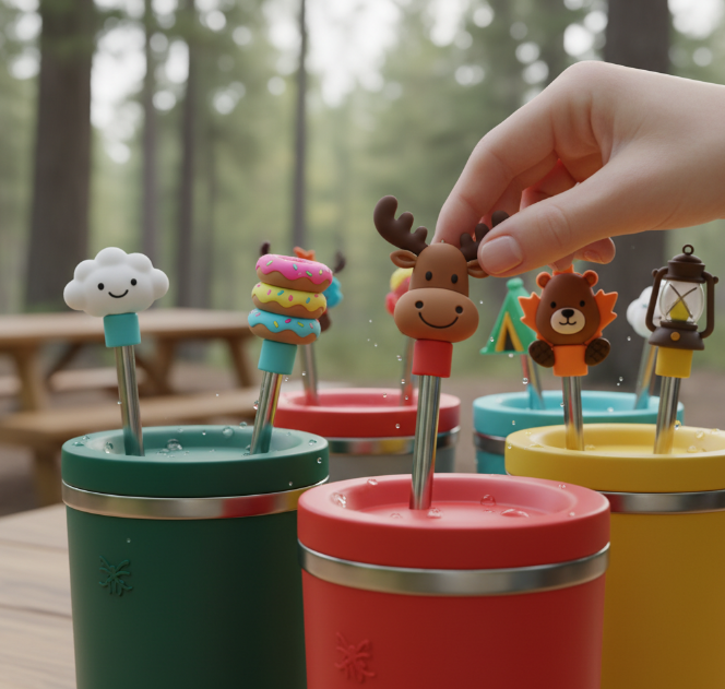 Cute Silicone Straw Toppers for Reusable Cups