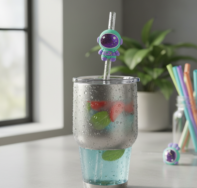 Cute Silicone Straw Toppers for Reusable Cups