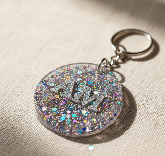 Custom Resin Keychains with Glitter | Personalized Sparkle