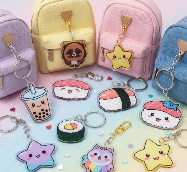 Acrylic charms and cartoon styles