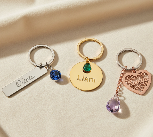 Nameplate sets with birthstones