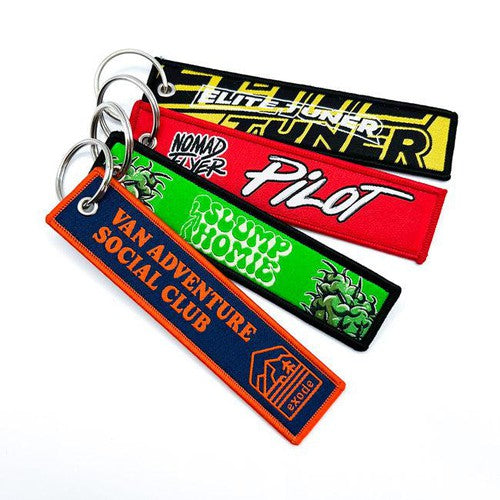 Custom Woven Keychains – Double-Sided Logo Embroidery Canada